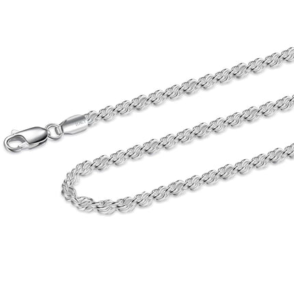 925 Sterling Silver Rope Chain 2.5mm Silver Chain Necklace for Men Women24