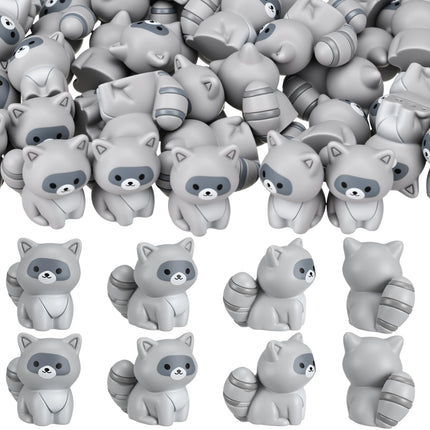 Geelin 50 Pcs Mini Resin Raccoon Figurines Small Animal Ornament Charms