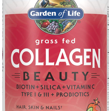 Garden of Life Grass Fed Collagen Beauty - Cranberry Pomegranate, 20 Servings, Powder for Women Men Hair Skin Nails, Hydrolyzed Collagen Peptides Protein Powder Supplement