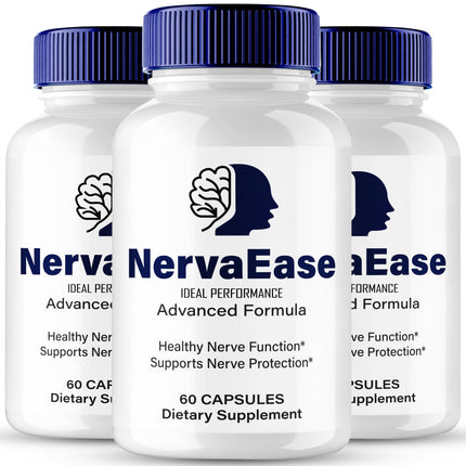 NervaEase Nerve Supplement Capsules, Nerva Ease Health Formula Supplement Pills - Maximum Strength, Advanced Brain & Memory Focus, All Natural Daily Vitamins Support, NervaEase Reviews (3 Pack)