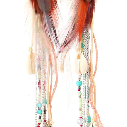 Bohemian Feather Dangle Earrings for Women with Shell Beads Long Tassel Design Drop Earrings (Style-Boho)