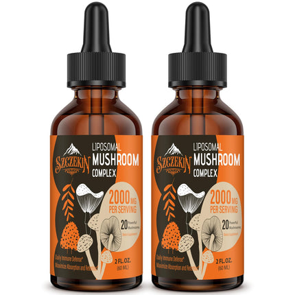 Liposomal Mushroom Complex Drops 2000 MG - 20 Organic Mushroom Extracts - Advanced Liquid Formula for Immunity, Cognitive and Memory - Lions Mane Supplement, Reishi, Cordyceps, Chaga, 60 Servings