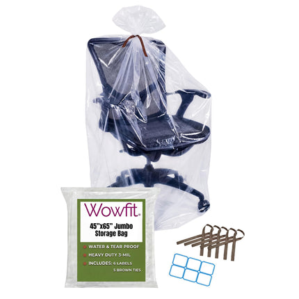 Wowfit Giant Large Plastic Bags for Furniture, Chairs, 45x65, 5 CT, 3 Mil