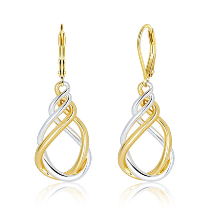 Two Tone Twisted Drop Earrings for Women Gold and Silver Dangle Earrings