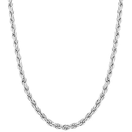 Miabella Italian 925 Sterling Silver 2mm 3mm Rope Chain Necklace Men Women