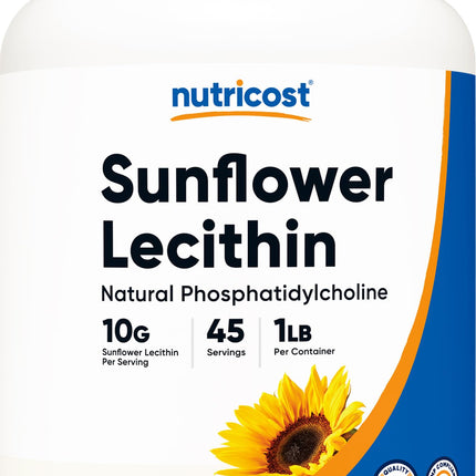 Nutricost Sunflower Lecithin (1 Pound) - Natural Phosphatidylcholine, Vegan, Gluten-Free, GMO-Free