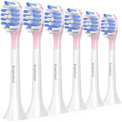 BrightDeal Replacement Heads for Philips Sonicare ProtectiveClean 4100 5100 6100 DiamondClean 9500 ExpertClean 7500 FlexCare HealthyWhite Electric Sonic Toothbrush C3 G3 W3 C2 G2, LightPink, 6 Pack