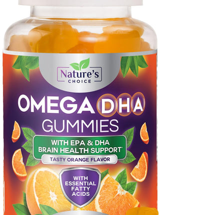 Omega 3 Fish Oil Gummies - Triple Strength Omega3 Gummy - DHA & EPA Fatty Acids for Heart Health, Joint & Brain Support, Nature's High Absorption Omega Fish Oil Supplement, Orange Flavor- 120 Gummies
