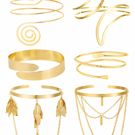BOMAIL 6 Pcs Gold Arm Cuff Jewelry for Women