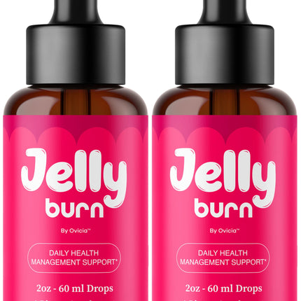 (2 Pack) Jelly Burn Drops - Official JellyBurn Oral Liquid Drops Advanced Premium Formula Maximum Strength, All Natural Ingredients Vitamins for Overall Health & Wellness, 2 Bottles for 2 Months