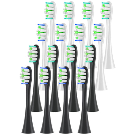 Replacement Toothbrush Heads for Philips Sonicare - 16 Pack Soft Gentle Bristles Compatible with Most Sonicare Click-On Electric Toothbrushes (White&Black)