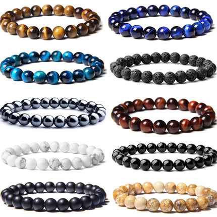 SONNYX 10PCS 8MM Tiger Eye Bracelet for Men Women