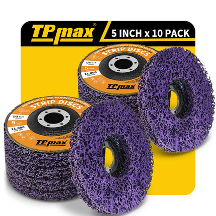 TPmax 5" x7/8'' Stripping Discs Rust Remover Wheel Remove Paint and Oxidation Poly Strip Wheel Disc Abrasive Angle Grinding Wheel - 10 Pack(Purple)