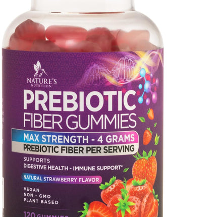 Fiber Gummies For Adults - Daily Digestive Health and Regularity Support - Soluble Fiber 4g Per Serving Gummy Supplement - Prebiotic Gut Support Gummy Plant Based Digestion Support - 120 Gummies