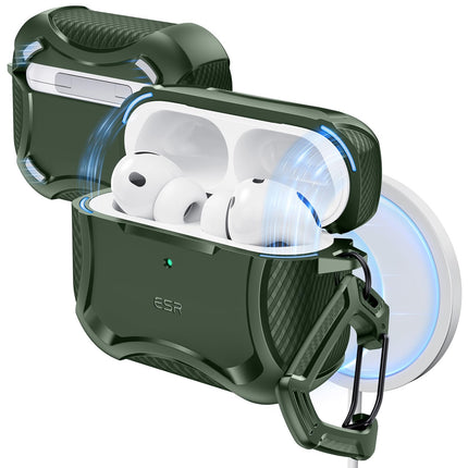 ESR for AirPods Pro 3 Case (2025), Compatible with Airpods Pro 3rd Generation Case (USB-C Cable), Magnetic Lid, MagSafe Ready, Powerful Drop Protection, Cyber Series, Green