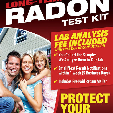 PRO-LAB Long Term Radon Test Kit -LAB FEE Included. EPA Approved - Easy to Use Long Term Radon Test - Uses Alpha Track Long Term Radon Test Technology