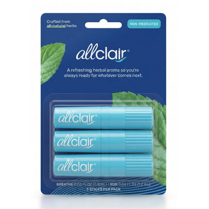 Allclair Nausea Relief Inhaler for Motion & Morning Sickness – Fast-Acting, Non-Drowsy, Natural Alternative to Pills & Patches, Travel Essential (3 Inhalers)