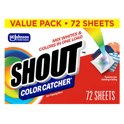 Shout Color Catchers for Laundry, Allow Mixed Washes, Prevents Color Runs and Maintains Original Clothing, 72 Count