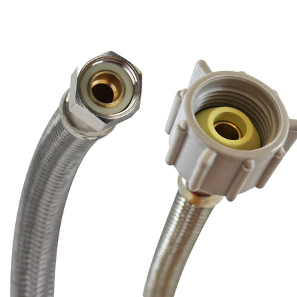 Fluidmaster B1T12 Toilet Connector, Braided Stainless Steel - 3/8 Female Compression Thread x 7/8 Female Ballcock Thread, 12-Inch Length