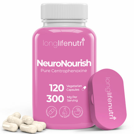 NeuroNourish (Centrophenoxine) 300mg - 120 Vegetarian Capsules, 4-Month Supply, Natural Nootropic for Strengthening Memory, Focus, & Cognitive Function, GMP Certified, Made in USA
