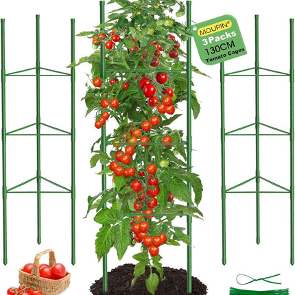 6 Pack Tomato Cages, 51.2in Tomato Plant Support Stakes Heavy-Duty, Garden Tomato Cages & Trellis for Climbing Vegetables, Tomatoes, Peppers, and Potted Plants(6)