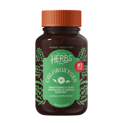 Herbs Etc. ChlorOxygen Chlorophyll Concentrate Softgels - High-Potency Chlorophyll for Detoxification Support - Deodorizing - Skin, Gut & Energy Support - 60 Count (60 Servings)