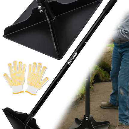 GARDMATE Steel Tamper Tool, 8''x8'' Heavy Duty Hand Tamper for Soil Compaction, 48" Adjustable Handle with Non-Slip Grip, Ground Dirt Tamper for Landscaping, Patio, Asphalt Repair with Gloves