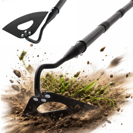 HANGMAICOME Garden Hoe Weeder Removal - Heavy Duty Weed Hoes for Gardening,55" Stand Up Long Handle, Sharp Hollow Blade,Push Pull Hand Weeding Tool for Garden Bed, Yard,Lawn Landscaping