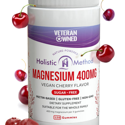 Holistic Method Magnesium Citrate Gummies for Kids & Adults - Sugar-Free, Vegan and Non-GMO for Better Sleep and Relaxation - Cherry Flavor with No Sugar Alcohol - 120 Count