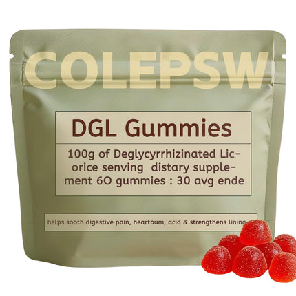 COLEPSW DGL Gummies | Licorice Root Extract, 400mg DGL | Supports Digestive Health | Vegan and Gluten-Free | Delicious Berry Flavor, 60 Gummies (1)