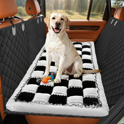Abdtech Backseat Dog Bed Mat for Car: 23.6" x 52" Non-Slip Dog Bed for Back Seat - Soft and Comfortable Dogs Blanket - Washable Travel Pet Mat Seat Protector Fit for Back Seat Cover, Grid