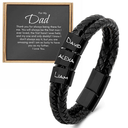 DayOfShe Fathers Day Personalized Gift for Dad Husband Grandpa Custom Bracelet with Names for Men Best Dad Ever Bracelet Fathers Gifts from Daughter Son
