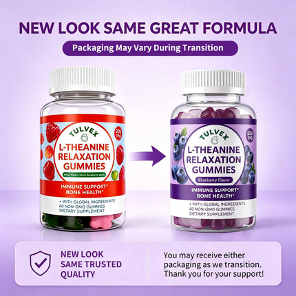 Tulvex L-Theanine Calm Gummies 200mg, Sugar-Free Liposomal L Theanine Supplement for Brain, Relax, Zzz, Stress,Fast-Acting Calm & Mood Support, Vitamin B6, Vegan,Non-GMO