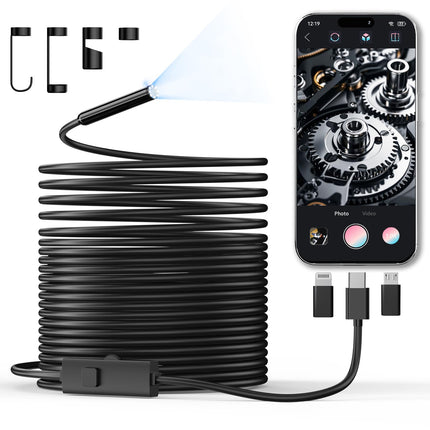 CTEOUNPT Endoscope Camera with Light, 1920P HD Borescope Inspection Camera