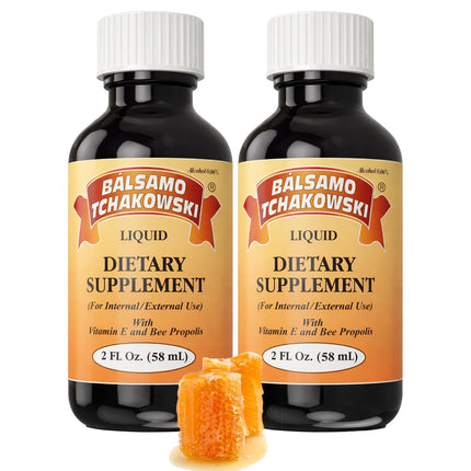 Balsamo Tchakowski Liquid bee Propolis Extract | Natural Propolis Supplement for Skin Soothing & Daily Wellness | Multi-use Propolis Liquid for Oral & Topical Care | Vitamin E Formula | 2-Pack