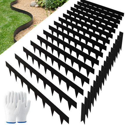 SnugNiture Galvanized Steel Landscape Edging - 4.5 inch Hammer-in Metal Garden Edging with 16Pcs Stakes, Edging for Lawn, Flower Bed and Yard - Garden Edger Border (50Ft Total)