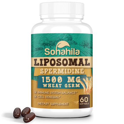 Spermidine Supplement 15 MG - 99% Purity, High Absorption, 1500 MG Fermented Wheat Germ Extract with Zinc & Thiamin, Spermidine for Men & Women - Cellular Renewal, Aging Defense, Energy, 60 Softgels