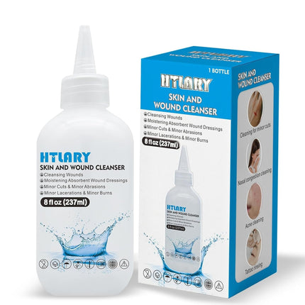 HTLARY Saline for Wound Cleanser, First Aid Wound Wash Solution 8oz/237ml