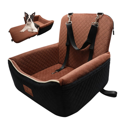 Dog Car Seat Bed 2 in 1 for Small/Medium Dogs up to 35 lbs,Adjustable Safety Leashes,Memory Foam with Soft Fabric Pets Travel Car Bed,Easily Installed in Front and Back seat,Removable and Washable.