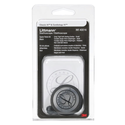 3M Littmann Stethoscope Spare Parts Kit, Black, Stainless Steel, Compatible with Classic III, Cardiology IV, CORE Digital, 40016