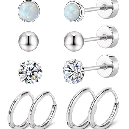 MJust G23 Titanium Earrings Set – Hypoallergenic Flat Back Studs & Hoops