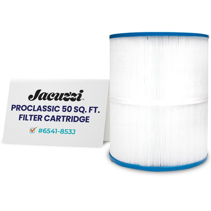 Jacuzzi ProClassic 50 Sq Ft Rinseable Pleated Cartridge, Replacement Spa Filter 6541-853J, Fits 2023+ J-200 Hot Tubs, Durable Reemay Media for Crystal-Clear Clean Spa Water, Easy Install & Maintenance