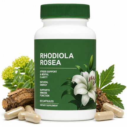 Shileoo Rhodiola Rosea Organic Supplement—Adapted Herbal Formula Helps Relieve Stress, Improve Mental Clarity, Focus, Replenish Natural Energy, and Boost Immunity—Non-GMO, 60 Capsules
