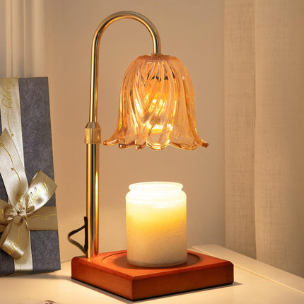 GODONLIF Flower Candle Warmer Lamp with Timer, Gold Electric Candle Lamp