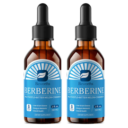 B BEWORTHS 2Pack Berberine Supplement - Berberine HCL with Ceylon Cinnamon Supplement Drops with Bitter Melon, Milk Thistle, Turmeric, Artichoke, Berberine Phytosome - Support Liver, Digestive Health