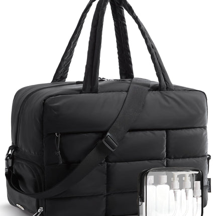 BAGSMART Gym Bag for Women, Carry on Travel Duffel Bag, Water-resistant Weekender with Shoe Compartment for Gym Travel Work, Classic, Large