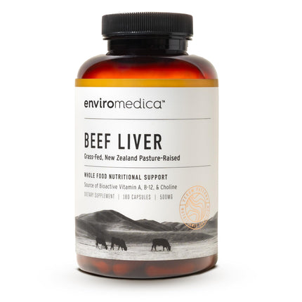 Enviromedica Grass Fed Beef Liver Capsules - Freeze Dried Liver Supplement for Men & Women with Preformed Vitamin A, Pastured & Grassfed New Zealand Bovine Beef Organ Meat,180 Pills