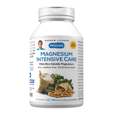 Andrew Lessman Magnesium Intensive Care 250 Capsules – 200mg Mild Ultra-Soluble Magnesium, Supports Nerves, Muscles, Brain and Heart, No Additives, Gentle to Even The Most Sensitive Stomachs