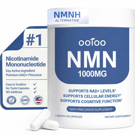 NMN Supplement 1000mg Pure Organic - NMNH Alternative, Supports Cellular Energy, NAD+ Levels & Healthy Aging, NAD+ Supplements for Women & Men, Nicotinamide Mononucleotide, Gluten Free, 60 Capsules