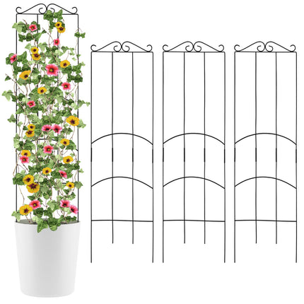 ANCOUUIN 4 Pack 32'' Plant Trellis Indoor - Metal Trellis for Climbing Plants Indoor, Garden Trellis for Climbing Plants Outdoor Houseplants Flowers Vine Ivy, Rectangular Shape, Black